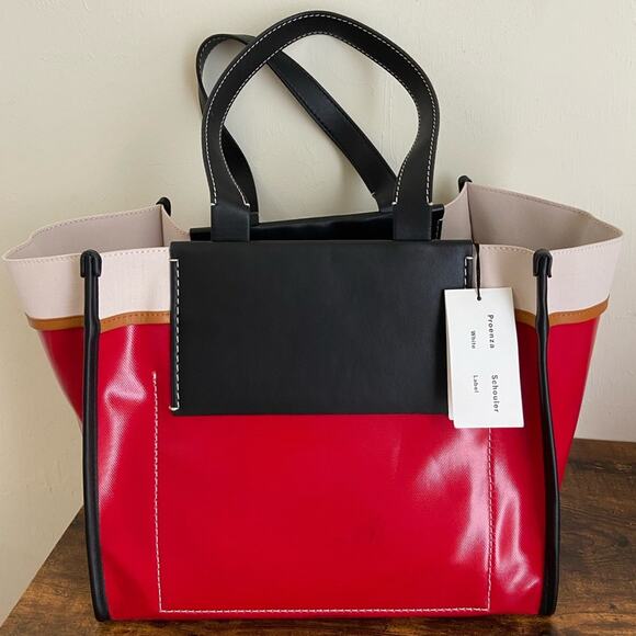 NWT MSRP$450 Proenza Schouler White Label large Morris coated tote bag Stained - Picture 4 of 11